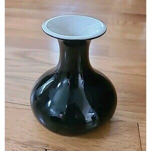 1940 RARE HALL #630 CHINA COMPANY GLAZED CERAMIC BLACK VASE* VINTAGE* MCM